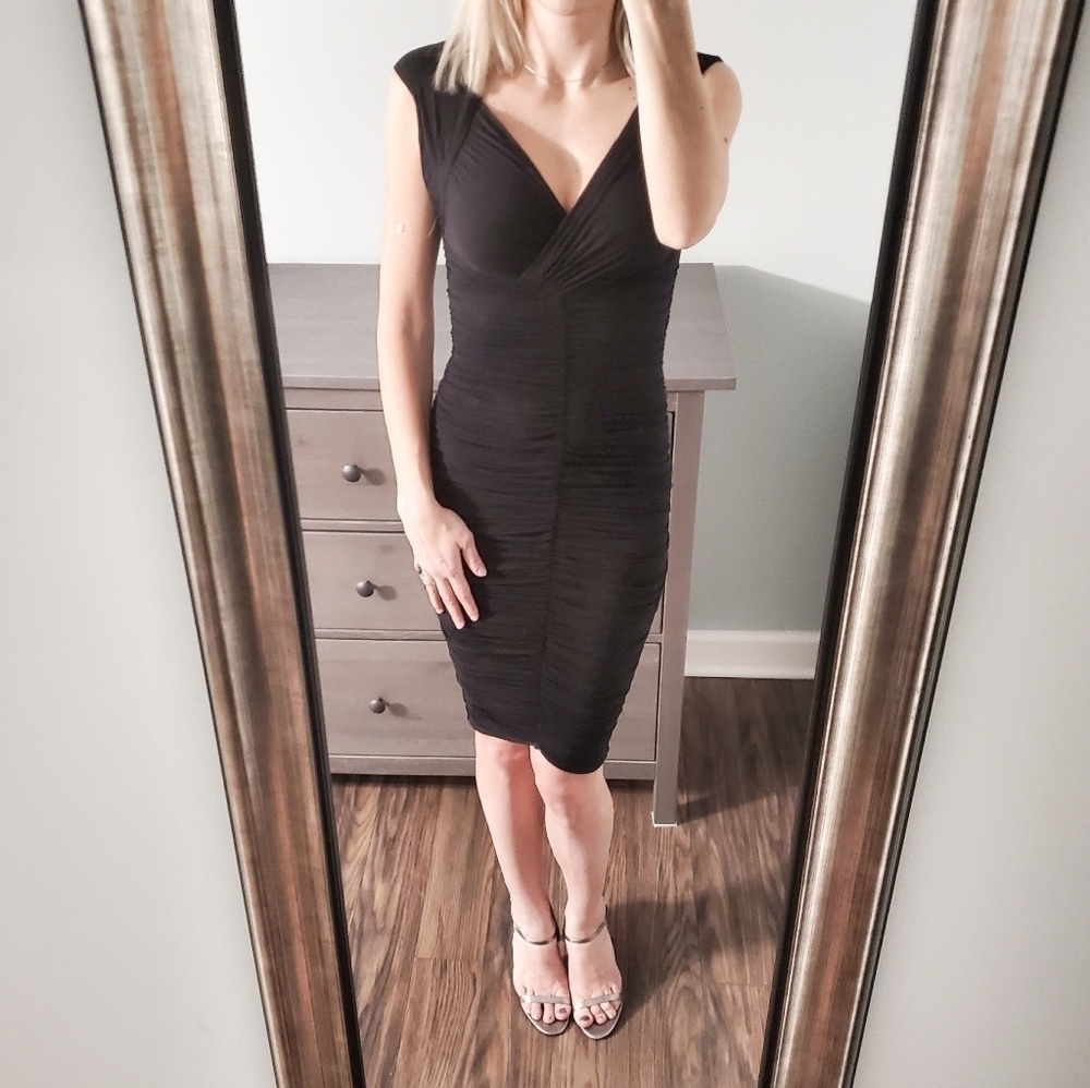 NEW Bailey 44 Black Ruched Dress